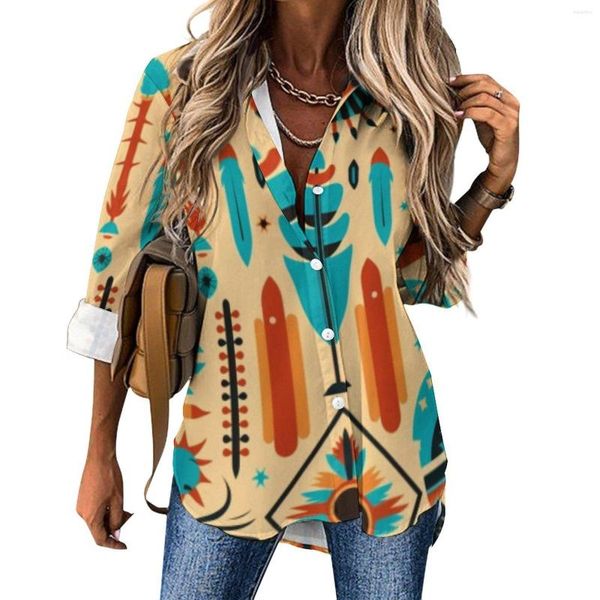 Blouses Femmes Tempérament Chemise Lâche Femmes Mode Native Aztec Tribu Imprimer Vêtements Gothiques Femme Top XS-8XL