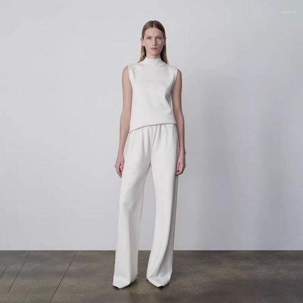 Chemisiers pour femmes THE ROW 2023 printemps/été Style minimaliste pantalon à jambes larges avec Double taille élastique décontracté et droit