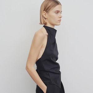 Blouses femme The Row débardeur à bretelles pour printemps/été 2023 coréen dos ouvert bas sans manches