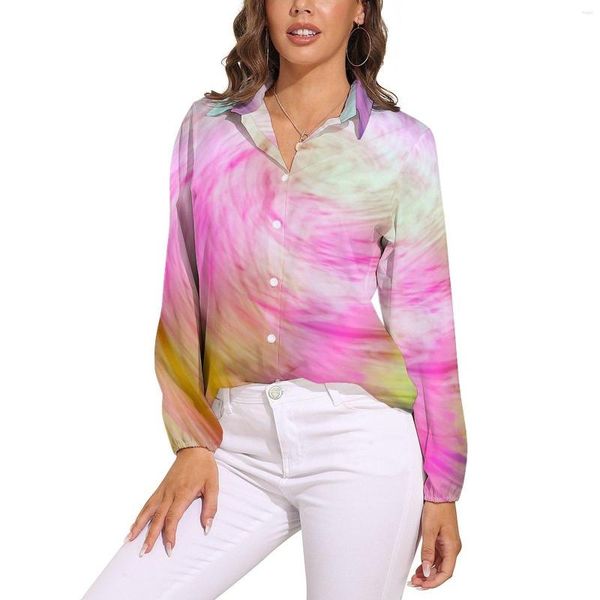 Chemisier Tie Dye pour femmes, imprimé abstrait, graphique mignon, manches longues, Streetwear, haut surdimensionné, printemps