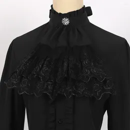 Tops de chemisiers pour femmes chemises noires design détachable Col de collier de poussée pour femmes en dente