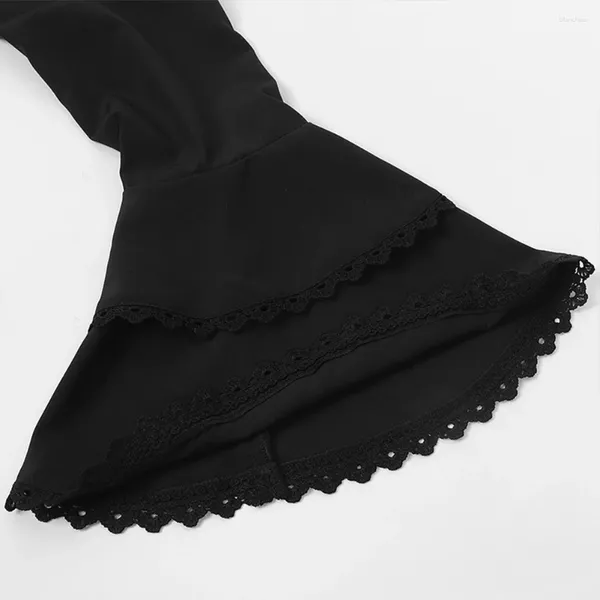 Chemisiers pour femmes hauts chemise noir Design col détachable manches évasées pour les femmes col montant volants pansement de haute qualité