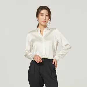 Blusas para mujeres Tops Office floral de seda Camisas de vestimenta informal formal más primavera de gran tamaño Sexy Haut Femme Plain Color