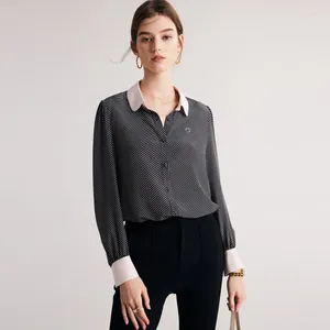 Blouses pour femmes Tops Silk Floral Office Formal Casual Robe Shirts plus grande taille printemps été sexy haut crepe de chine imprimer