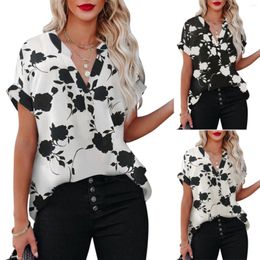 Women's Blouses Tunic T -shirt Women S Athletic Shirts Summer Ladies Tops Floral Print Short Sleeve voor met uitspraken