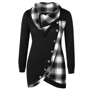 Blouses pour femmes col roulé tunique Blouse femmes décontracté hiver dames Plaid bas hauts femme à manches longues Harajuku chemise Blusas