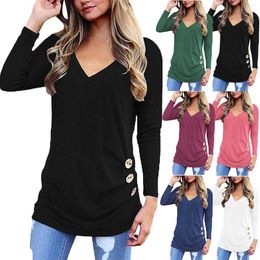 Blusas de mujer con cuello en V camisas de manga larga para mujer con botón otoño 2023 camisa de talla grande Harajuku elegante Et Chemise