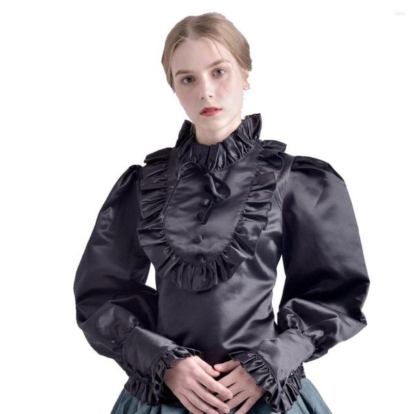 Blusas de mujer Blusa victoriana Mujer Vintage Princesa real Renacimiento Medieval Manga larga Blanco / Negro Ruffled Jabot Lolita Camisa