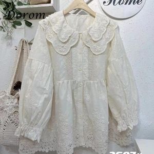 Blouses pour femmes broderies vintage Pater Pan Collar Shirts printemps été mori style simple Blouse à manches longues