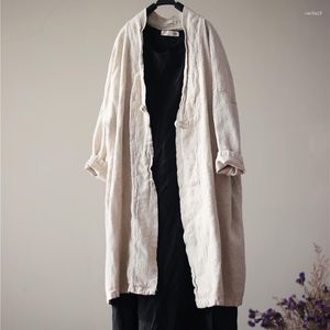 Blouses pour femmes Vintage Kimono lin longue Blouse femmes automne grande taille chemise conception originale hauts D072