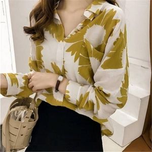 Women's Blouses Vintage Print Chic Street Oversized Button Up Shirt For Women Fashion Casual Long Sleeve Loose Tunic Blouse Top Blusas