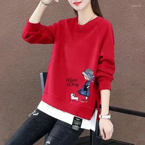 Damesblouses Vintage tuniekblouse Dames Lange mouw Tops T-shirt Grote maten dameskleding Ronde kraag Pullover Losse casual