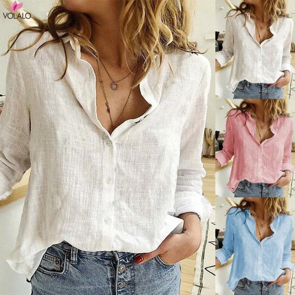 Blouses pour femmes Volalo Casual Summer Souche à manches courtes Imprimez les chemises lâches Femmes Elegant Retro Cotton Linn et Tops TUNIQUE OVISIMÉ