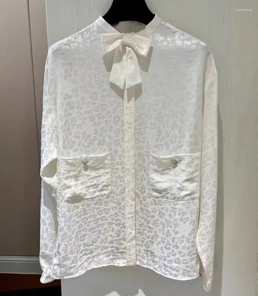 Blusas de mujer Blanco Negro Camisas casuales de mujer Blusa de seda modal vintage de manga larga