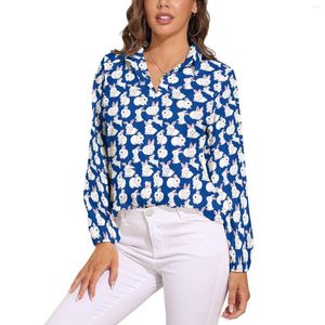 Dames blouses witte konijnen blouse lange mouw dier moderne vrouwelijke casual oversized shirt aangepaste top verjaardagscadeau