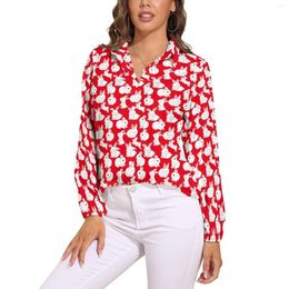 Blusas de mujer, blusa holgada de conejos blancos, camisas Kawaii de manga larga informales de gran tamaño con animales bonitos, Tops personalizados de otoño para mujer