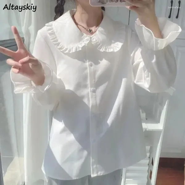 Blouses de femmes chemises blanches Femmes Tops décontractés Sweet All-Match Flare Sleeve Preppy Fashion Tender Girl Mujer Style japonais Basique