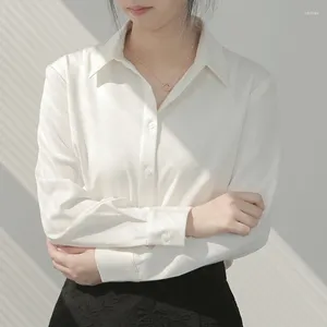 Blouses pour femmes Vêtements de travail blancs Femmes Chemises de carrière Printemps Casual Manches longues Col rabattu Blouse Femme Ol Style Chemise Élégante Lâche