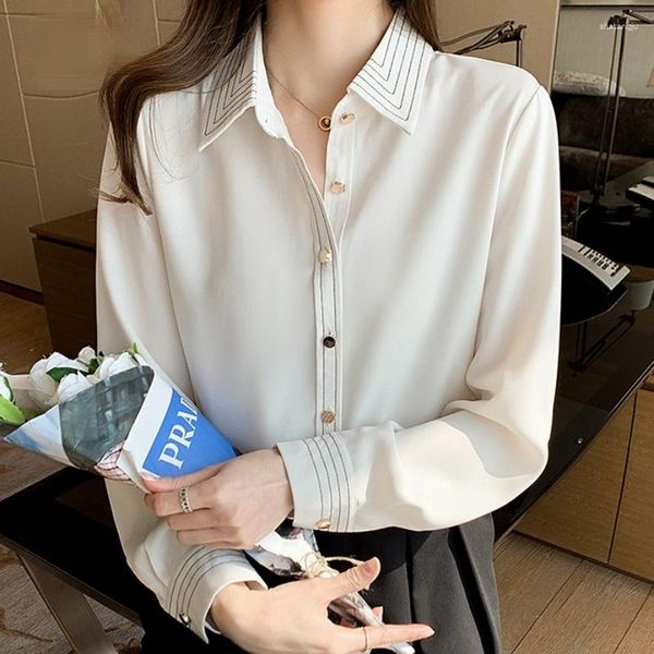 Blouses pour femmes en gros 2023 printemps été automne mode décontracté en mousseline de soie femmes chemise femme femme OL à manches longues Blouse Vy1320