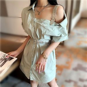 Women's Blouses with Belt Summer Women Long Shirts Casual Off Shoulder Sexy Diamond Riem Tops Dames Witte Holiday SY332