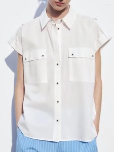 Dames blouses dames 2023 witte blouse shirts met korte mouwen