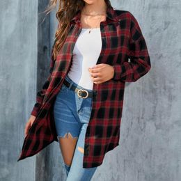 Damesblouses dameshemd allemaal match streetwear dagelijkse herfst en winter met lange mouwen plaid in de retro jas