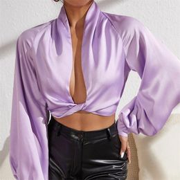 Damesblouses dameshemd dragen 2023 lange mouw topkraag solide satijnen mode vrouw