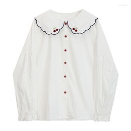 Damesblouses dames herfst jk witte school kawaii shirts lange mouw harajuku losse preppy stijl lente Japanse Koreaanse jas