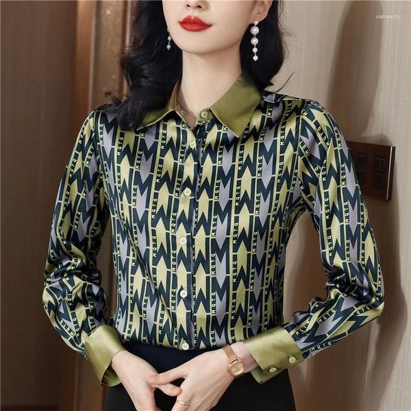 Blouses Femmes Femmes Baroque Mode Imprimé Chemises Bureau Dame Élégant Vintage Lâche Col Rabattu Blouse Décontractée Printemps Chic Femme Haut