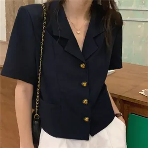 Blouses de mujeres Blazers Vintage Chic Office Loose Ladies Blusas Y2K Autumn Style Coreano Caíces de manga corta de manga corta Fashion Kpop Jackets