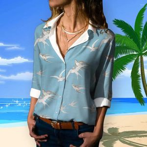 Blouses pour femmes Blouse Chemises à manches longues Tops bouton de mode Chemises cardiganes élégantes Spring Summer Hawaiian Vintage Beach Clothing