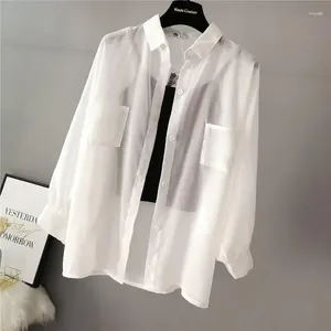 Blouses pour femmes Blouse Summer Summer White Shirt Vêtements Cardigan manteau en mousseline de soie Ropa de Mujer