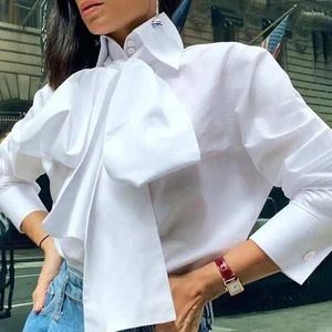 Blouses Femmes Femmes Bow Tie Cou Chemises Blanches 2024 Mode Chemise À Manches Longues Casual Élégant Parti Blouse Solide Blusas Tops Femininas