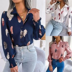 Damesblouses Dames Casual verenprint Kraag met lange mouwen Wit Roze Blauw Kleurrijk en elegant Dames