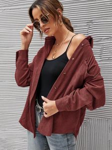 Damesblouses Dames Casual losse corduroy blouse Lange mouw Turn Down Kraag Streetwear Shirts Mode Herfst Vest Jas