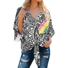 Dames blouses dames casual tops blusa dames mode mouw mouw chiffon blouse bandage pullover polynesian samoan hawaiian custom