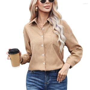 Damesblouses Dames corduroy overhemden Casual Oversized Button Down Shacket shirt met lange mouwen Top