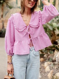 Blouses pour femmes Tie à face avant Bonne Blouse à carref