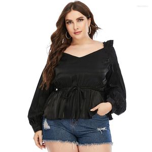 Blusas de mujer Blusa coreana de mujer Tops Camisa de manga larga de talla grande Vintage Trabajo sólido Blanco 5XL Casual Mujer