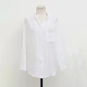 Blouses pour femmes Femmes Revers Chemise à manches longues Chemises de vêtements de travail polyvalentes avec coupe ample à simple boutonnage pour décontracté
