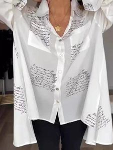 Dames blouses dames brief afdrukken losse asymmetrische blouse tops lente zomer dame button pocket werkkleding ol fyy-20103