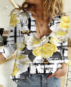 Blouses pour femmes Femmes Chemise en lin Fleurs 3D Imprimé Boutonné Casual Unique Streewear 10 Style