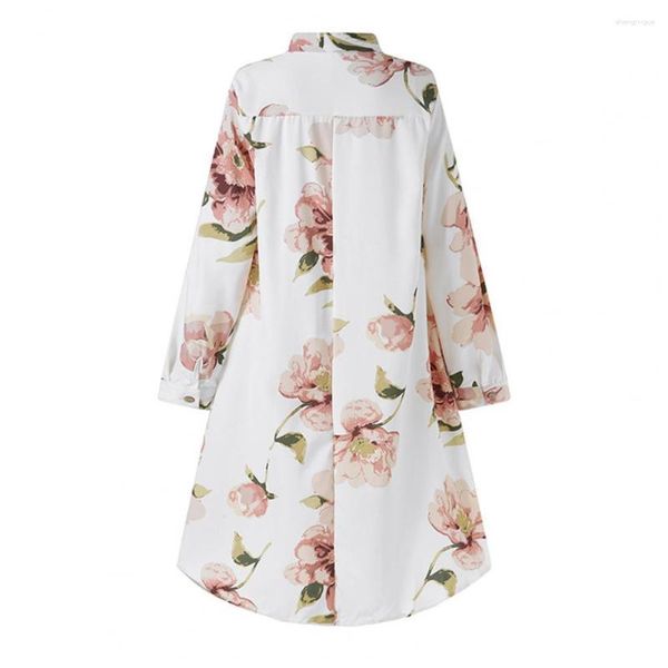 Blusas de mujer Camisa larga de mujer Vintage Floral Impreso Casual Manga Irregular Hem Pullover Suelta Top Hasta la rodilla Blusa bohemia