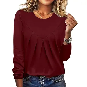 Blouses de femmes Femmes en vrac Top Soft Breathable's Preeted Pullover Simple Style Chemise de chemise adaptée à la peau pour l'automne