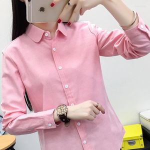 Blouses femme chemises femme automne haut pour femme et chemisier à manches longues coton Oxford blanc bleu femme bureau bonne qualité Blusas