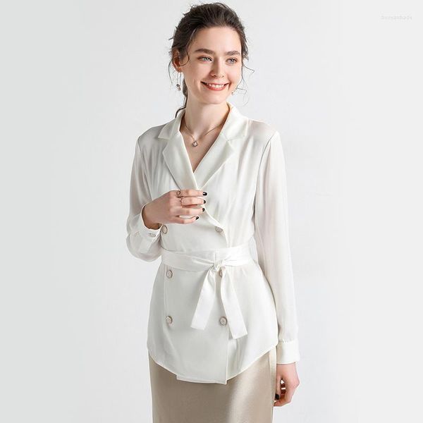 Chemisiers pour femmes chemises pour femmes Blouse femmes 2022 printemps automne mode blanc soie Satin à manches longues chemise bureau dames hauts femmes