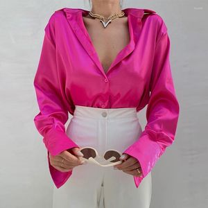 Women's Blouses Women's  Shirts Satin Top Silk Blouse Shirt Oversized Women For Long Sleeve Tops 2022 Spring Summer Button Up