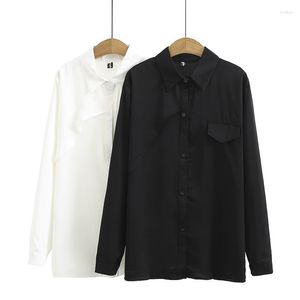 Chemisiers pour femmes chemises pour femmes femmes mode solide noir décontracté femme vêtements boutons lâches blanc à manches longues Simple OL féminin