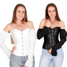 Dames blouses dames shirts dames buiten schouder lange mouw stevige kleur shirt sexy korset riem casual tops strapless backless