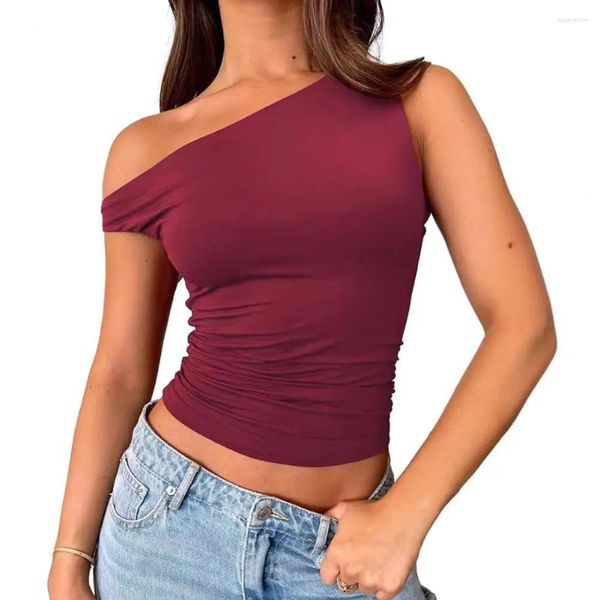 Blouses de femmes Femmes sexy ventre en tricot Camibed Slim Camis Asymétrique Décolleté